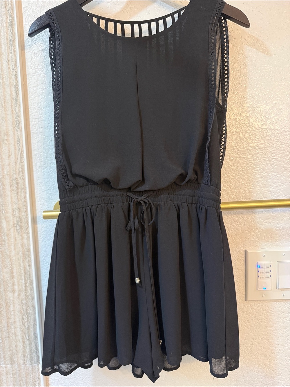 HYFVE Black Sleeveless Drawstring Waist Ronper